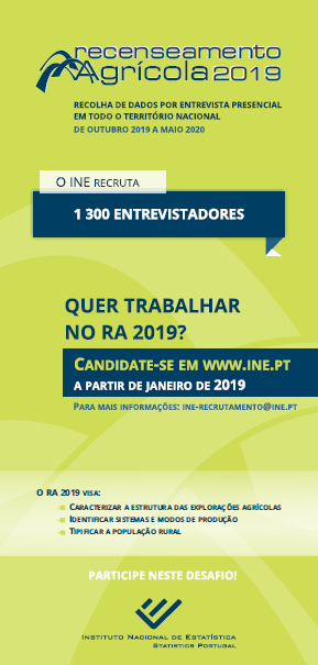Recrutamente de entrevistadores para o Recenseamento Agrícola 2019